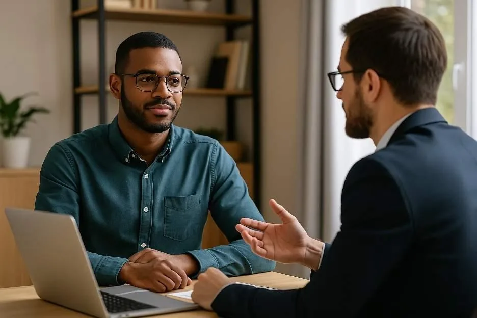 Professionals working together in a modern office