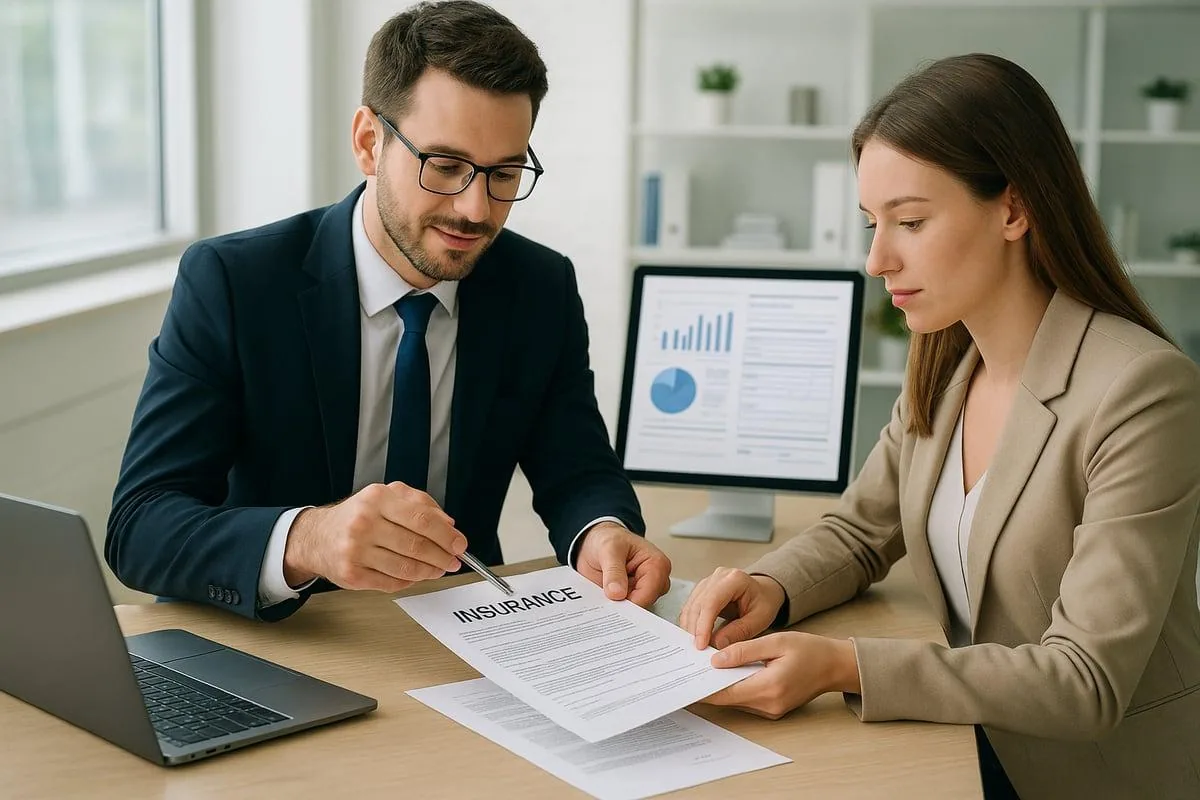 Team reviewing documents together in an office